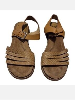 Women’s 9.5M Sofft Strappy Open Toe Tan Cork Brinda Sandals